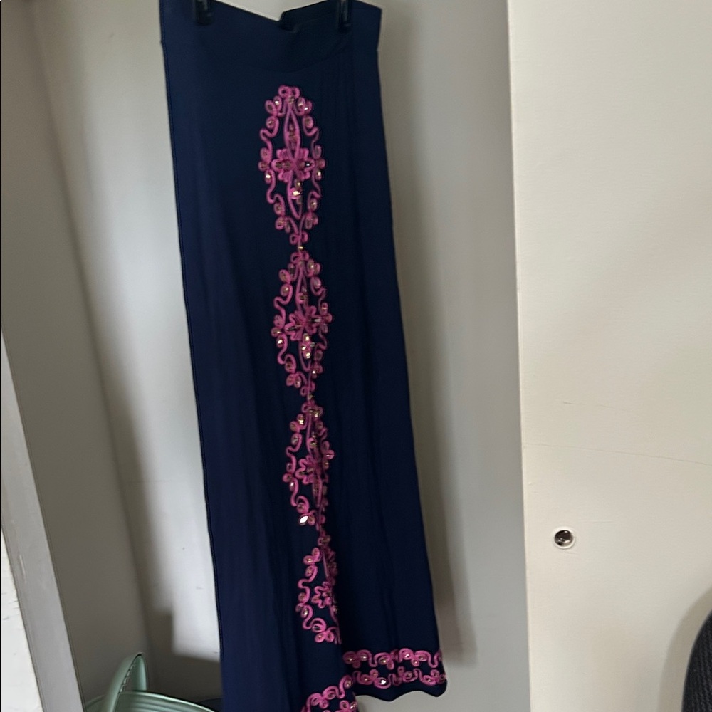 INC International Concepts Navy Skirt with Pink Detailing